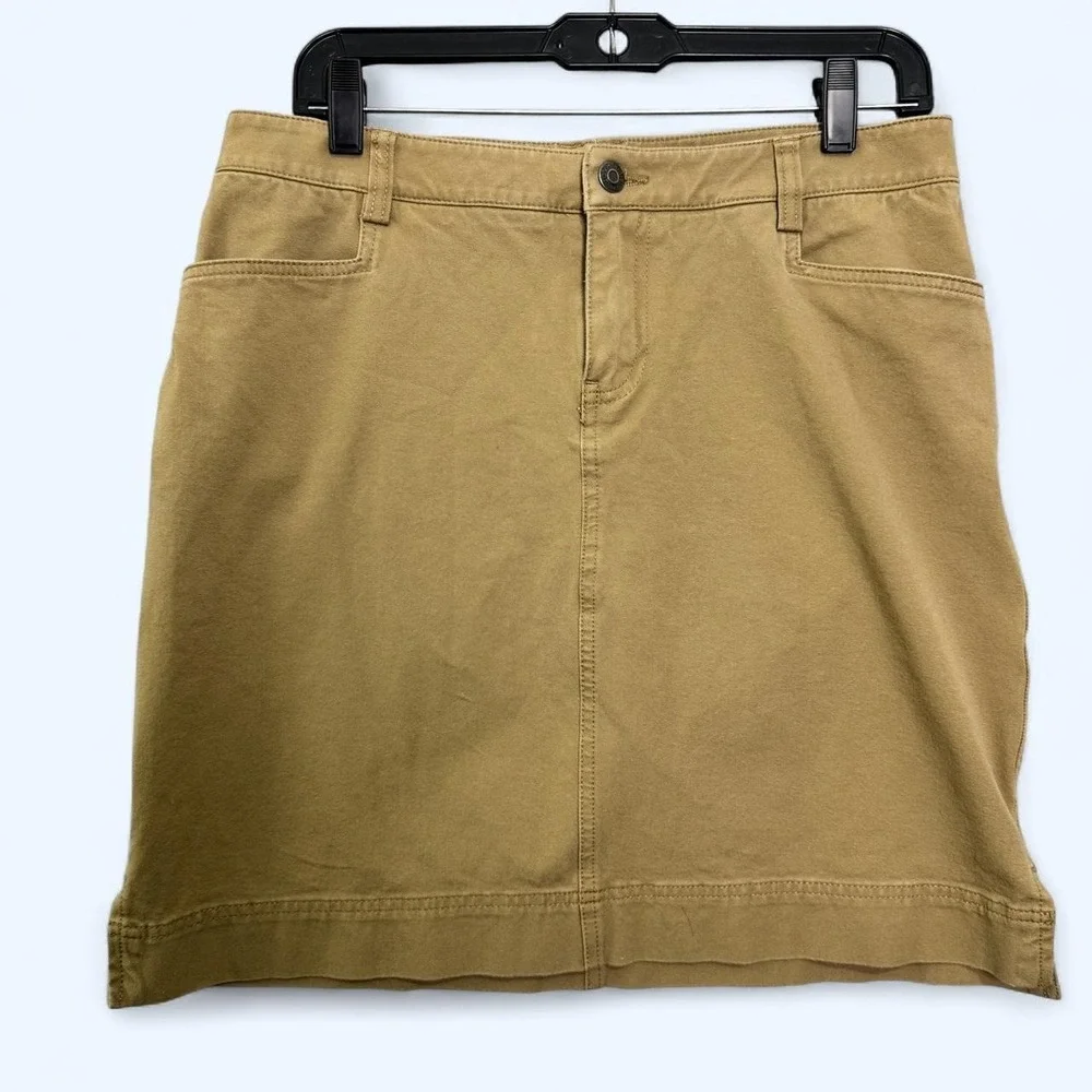 Duluth Trading Company 8 Khaki Cotton Stretch Short Straight Skirt Safari Earthy